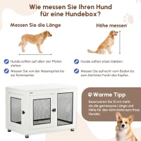 PawHut Hundebox, inkl. weicher Matte, 2 Türen, 2 Türen, verriegelbar, Stahl, Weiß, 94 x 60 x 71,5 cm(m-3)