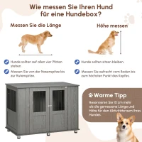 PawHut Hundekäfig Hundebox, 2 Türen, inkl. Verriegelung,116 cm x 60 cm x 87 cm, Grau(m-4)
