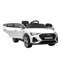 HOMCOM Elektro Kinderauto 12V Elektrofahrzeug Audi E-tron Elektroauto mit Fernbedienung, Sicherheitsgurt, Musik (MP3/USB/TF), Kinderfahrzeug für Kinder 3-5 Jahre, 3-5 km/h, Weiß(m-16)