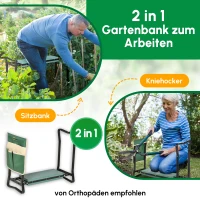 Outsunny Kniebank, Klappbarer Gartenhocker, 2-in-1, Kniehilfe, mit Werkzeugtasche, EVA-Schaumstoff, 58 x 28 x 49 cm(m-7)
