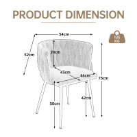 Set of 2 Modern Hand Weaving Dining Chairs with Silver Legs and Armrests, Boucle Upholstered Side Chairs, Set of 2 Dining Chair for Living Room, 54x52x73 cm, Gray(m-3)