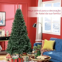 HOMCOM Árvore de Natal Artificial 210 cm com 1064 Ramos de Arame de Memória e Base Recolhível Árvore de Natal Verde(m-4)