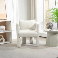 Chenille Fabric Modern Arm Chair Set of 2 with Comfortable Cushions and Pillows, for Living Room - Beige(m-7)