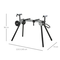 DURHAND Masă Suport pentru Ferăstraie Circulare, Bancă Extensibilă Reglabilă și Pliabilă, 123.5-245x73x96 cm, Negru(m-3)