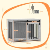 PawHut 98cm Dog Crate Furniture with Removable Cushion for Large Dogs - Grey(m-3)