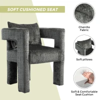 Set of 2 Modern Sofa Chair with Hollow Armrest Design, Cushions and Pillows, 60x44x65 cm, Dark Gray(m-4)
