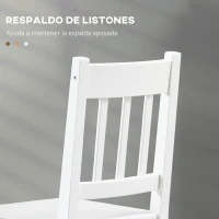 HOMCOM Juego de 4 Sillas de Comedor Silla de Cocina con Respaldo de Listones Marco de Madera de Pino 41x46,5x85,5 cm Blanco(m-5)