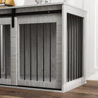 PawHut 98cm Dog Crate Furniture with Removable Cushion for Large Dogs - Grey(m-9)