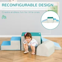 HOMCOM Set de 4 Blocuri Moi de Construcție pentru Copii, Joc Modulabil pentru Copii 1-3 Ani, 150x50x39 cm, Multicolor(m-5)