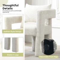 Chenille Fabric Modern Arm Chair Set of 2 with Comfortable Cushions and Pillows, for Living Room - Beige(m-5)