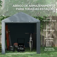 Outsunny Abrigo para Ferramentas Bicicletas e Motos 1,6x2,2x1,7 cm Garagem Portátil com 2 Habitações Cinza Escuro(m-4)