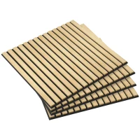 HOMCOM Akoestisch Paneel, Geluidsabsorptie, DIY Lamellenwand, MDF & Polyester, Eenvoudige Installatie, Eik(m-10)