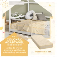 AIYAPLAY Cama Infantil 90x190 cm em Forma de Casa com Barreira Protetora Cama Casinha de Madeira Carga 60 kg Branco(m-7)