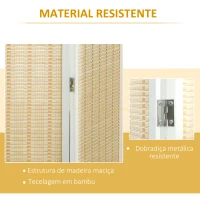 HOMCOM Biombo de 4 Painéis Dobrável Separador de Ambientes Tecido a Mão de Bambu e Fio de Algodão 180x180 cm Branco(m-5)