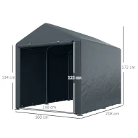 Outsunny Abrigo para Ferramentas Bicicletas e Motos 1,6x2,2x1,7 cm Garagem Portátil com 2 Habitações Cinza Escuro(m-3)