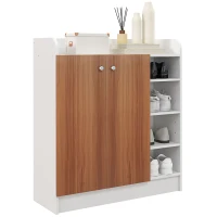 HOMCOM Sapateira com 2 Portas Prateleiras Interiores e 4 Prateleiras Exteriores com Altura Ajustável 83x30x90 cm Madeira(m-10)