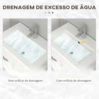 kleankin Conjunto de Móveis Casa de Banho 3 Peças com Espelho com Prateleira Móvel com Lavatório Cerâmico e Coluna de Casa de Banho(m-7)