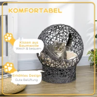 PawHut Katzenkorb, Katzenhöhle inkl. Kissen, 2-teilig, 50 cm x 50 cm x 60 cm, Cremeweiß + Anthrazit(m-4)