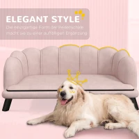 PawHut Sofa dla Zwierząt Domowych dla Średnich i Dużych Psów do 25 kg, Solidne Drewno, Wyściełana, Różowa(m-4)