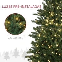 HOMCOM Árvore de Natal Artificial 150 cm com 220 Luzes LED 588 Ramos Árvore Natalina para Interior Verde(m-5)