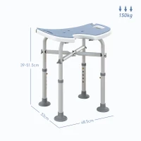 HOMCOM 39-51.5cm 'U' Seat Padded Shower Stool - Light Blue(m-3)