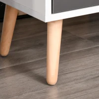 HOMCOM Aparador Móvel Auxiliar de Armazenamento com 2 Armários de Porta Gaveta Pés de Madeira 90x30x72 cm Cinza e Branco(m-7)