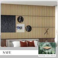 HOMCOM Akoestisch Paneel, Geluidsabsorptie, DIY Lamellenwand, MDF & Polyester, Eenvoudige Installatie, Eik(m-6)