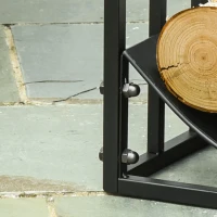Outsunny Suporte para Lenha  de Metal com Prateleira Curva Carga 60 kg para Interior e Exterior 60,5x36x46,5 cm Preto(m-9)