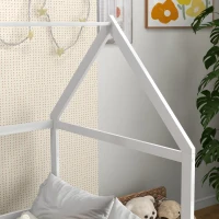AIYAPLAY Cama Infantil 90x190 cm em Forma de Casa com Barreira Protetora Cama Casinha de Madeira Carga 60 kg Branco(m-8)