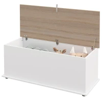 HOMCOM Baú de Armazenamento de Madeira Banco de Armazenamento Carga Máxima 60kg 100x40x40 cm Branco e Madeira(m-11)