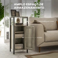 HOMCOM Conjunto de 2 Mesas Auxiliares com Prateleira Ajustável Mesa de Cabeceira para Dormitório 34x30x80 cm Marom Acinzentado(m-4)