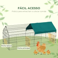 PawHut Gaiola para Animais Pequenos Gaiola para Roedores de Aço com Porta e Toldo para Coelhos Chinchilas Galinhas 185x75x75 cm Verde(m-4)