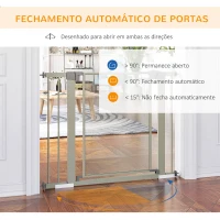 PawHut Barreira de Segurança para Cães Extensível 75-103 cm com 2 Extensões Duplo Bloqueio Fechamento Automático Cinza(m-5)