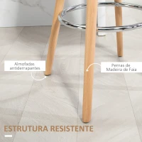 HOMCOM Conjunto de 2 Bancos de Bar Estofado em PU Bancos Altos de Cozinha com Pés de Madeira 38,5x42,5x91 cm Preto(m-6)