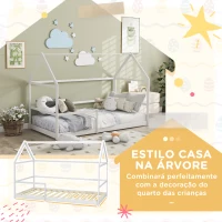 AIYAPLAY Cama Infantil 90x190 cm em Forma de Casa com Barreira Protetora Cama Casinha de Madeira Carga 60 kg Branco(m-6)
