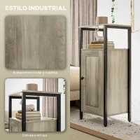 HOMCOM Conjunto de 2 Mesas Auxiliares com Prateleira Ajustável Mesa de Cabeceira para Dormitório 34x30x80 cm Marom Acinzentado(m-6)