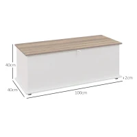 HOMCOM Baú de Armazenamento de Madeira Banco de Armazenamento Carga Máxima 60kg 100x40x40 cm Branco e Madeira(m-3)