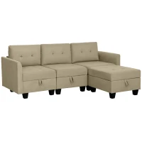 HOMCOM 'L' Shape Modular Sofa, with Storage - Light Brown(m-1)