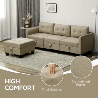 HOMCOM 'L' Shape Modular Sofa, with Storage - Light Brown(m-6)