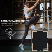 SPORTNOW Caixa Pliométrica com 3 Alturas Diferentes para Treino de Força em Casa Ginásio CrossFit Carga 120 kg 40,5x35,5x30,5 cm Preto(m-6)