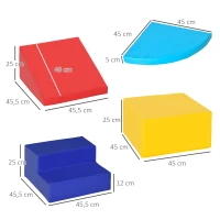 HOMCOM Conjunto de 4 Blocos de Psicomotricidade para Crianças Blocos de Construção Brinquedo de Aprendizagem Multicor(m-3)