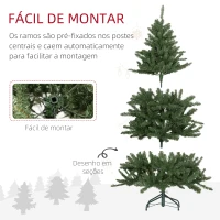 HOMCOM Árvore de Natal Artificial 150 cm com 220 Luzes LED 588 Ramos Árvore Natalina para Interior Verde(m-7)