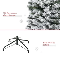 HOMCOM Árvore de Natal 225 cm Árvore de Natal Artificial Nevado com 738 Ramos e Suporte de Metal  Verde e Branco(m-7)