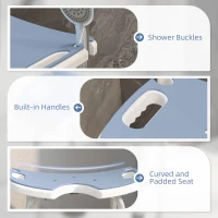 HOMCOM 39-51.5cm 'U' Seat Padded Shower Stool - Light Blue(m-7)