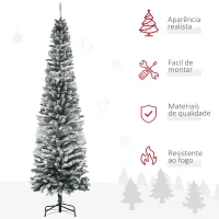 HOMCOM Árvore de Natal 225 cm Árvore de Natal Artificial Nevado com 738 Ramos e Suporte de Metal  Verde e Branco(m-4)