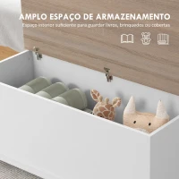 HOMCOM Baú de Armazenamento de Madeira Banco de Armazenamento Carga Máxima 60kg 100x40x40 cm Branco e Madeira(m-4)