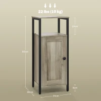 HOMCOM Conjunto de 2 Mesas Auxiliares com Prateleira Ajustável Mesa de Cabeceira para Dormitório 34x30x80 cm Marom Acinzentado(m-3)