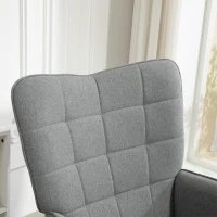 HOMCOM Poltrona de Sala de Estar Moderna Poltrona com Encosto Alto Apoio para os Braços Tecido de Linho e Pés de Madeira de Haya para Sala de Jantar Cozinha 71x76x101 cm Cinza(m-7)