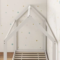 HOMCOM Estrutura de Cama 90x190 cm Somier de Madeira em Forma de Casa Carga 120 kg para Quarto Branco(m-9)