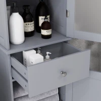 kleankin Bathroom Storage Cabinet with 3-tier Shelf Drawer Door, Floor Cabinet Free Standing Tall Slim Side Organizer Shelves, Grey(m-8)